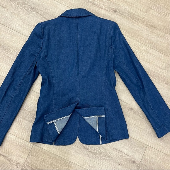 Court & Rowe Women Blue Denim One-Button Blazer Jacket Size 4 - Picture 9 of 9